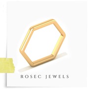 14kt Solid Gold Open Hexagon Ring