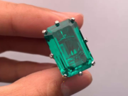 Art Deco Engagement Ring with Emerald Cut Green Gemstone